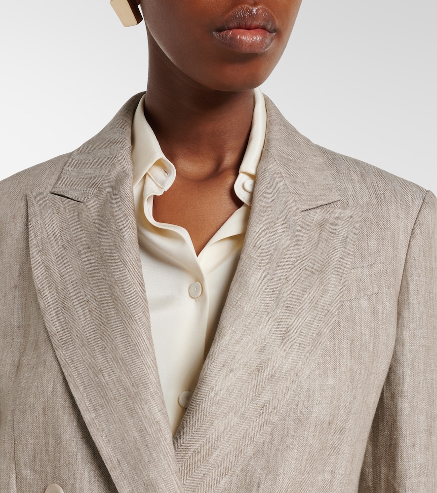 Olimpia double-breasted herringbone linen blazer