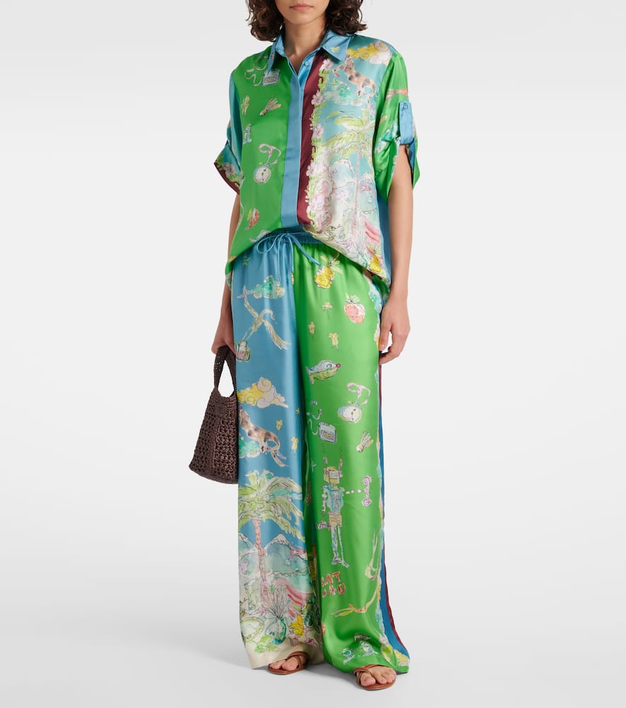 Alémais Daria printed silk satin shirt