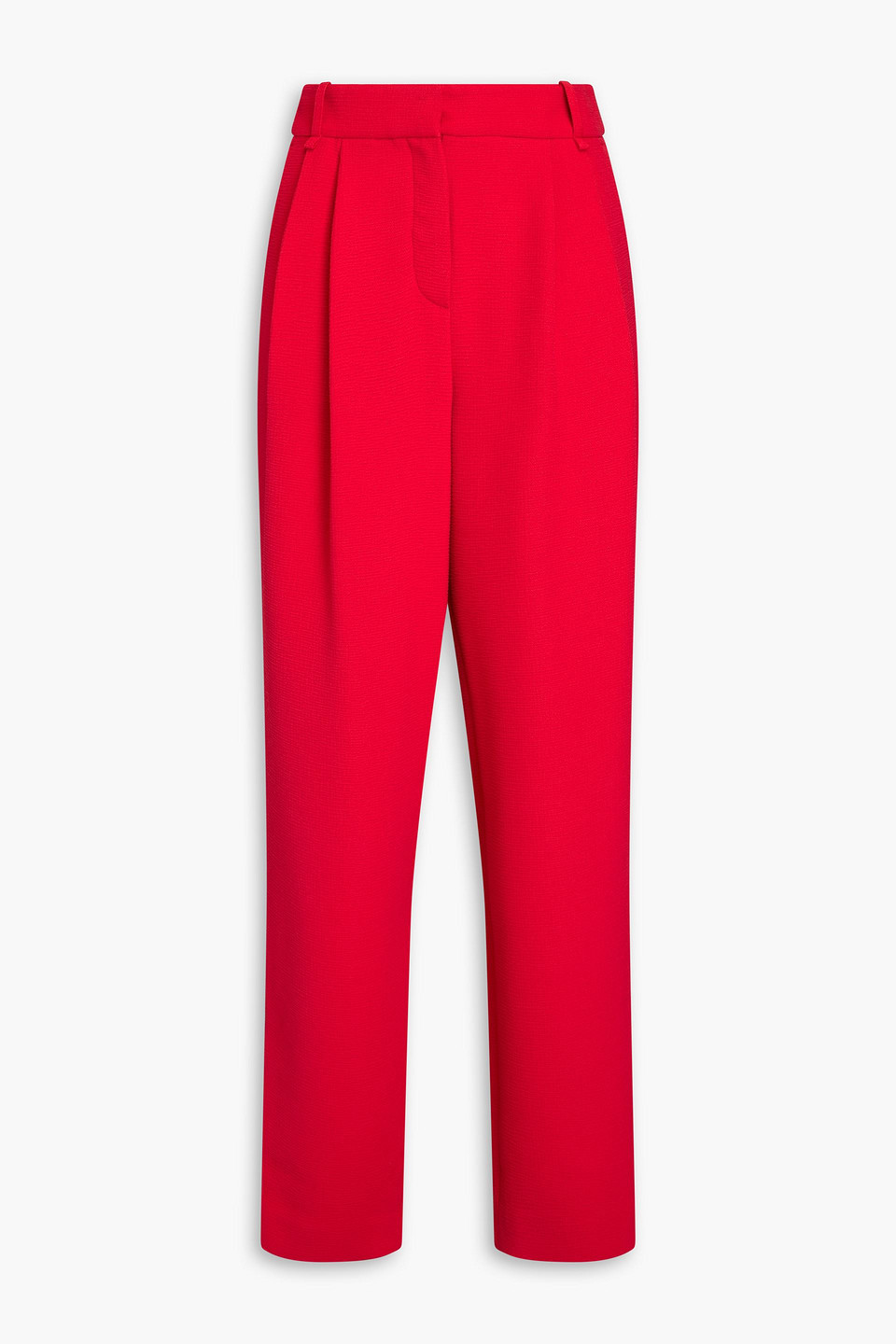 Pleated crepe straight-leg pants