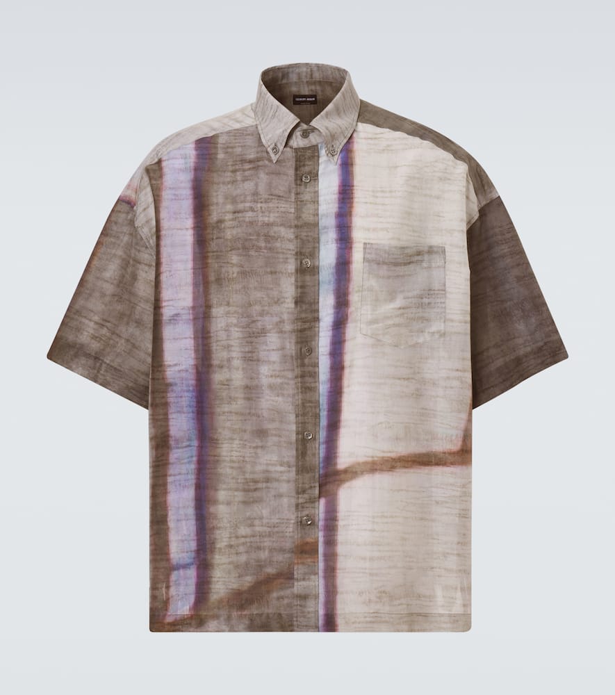 Printed cotton and silk bowling shirt
