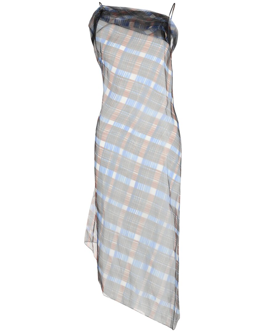 Organza Plaid-Check Midi Dress