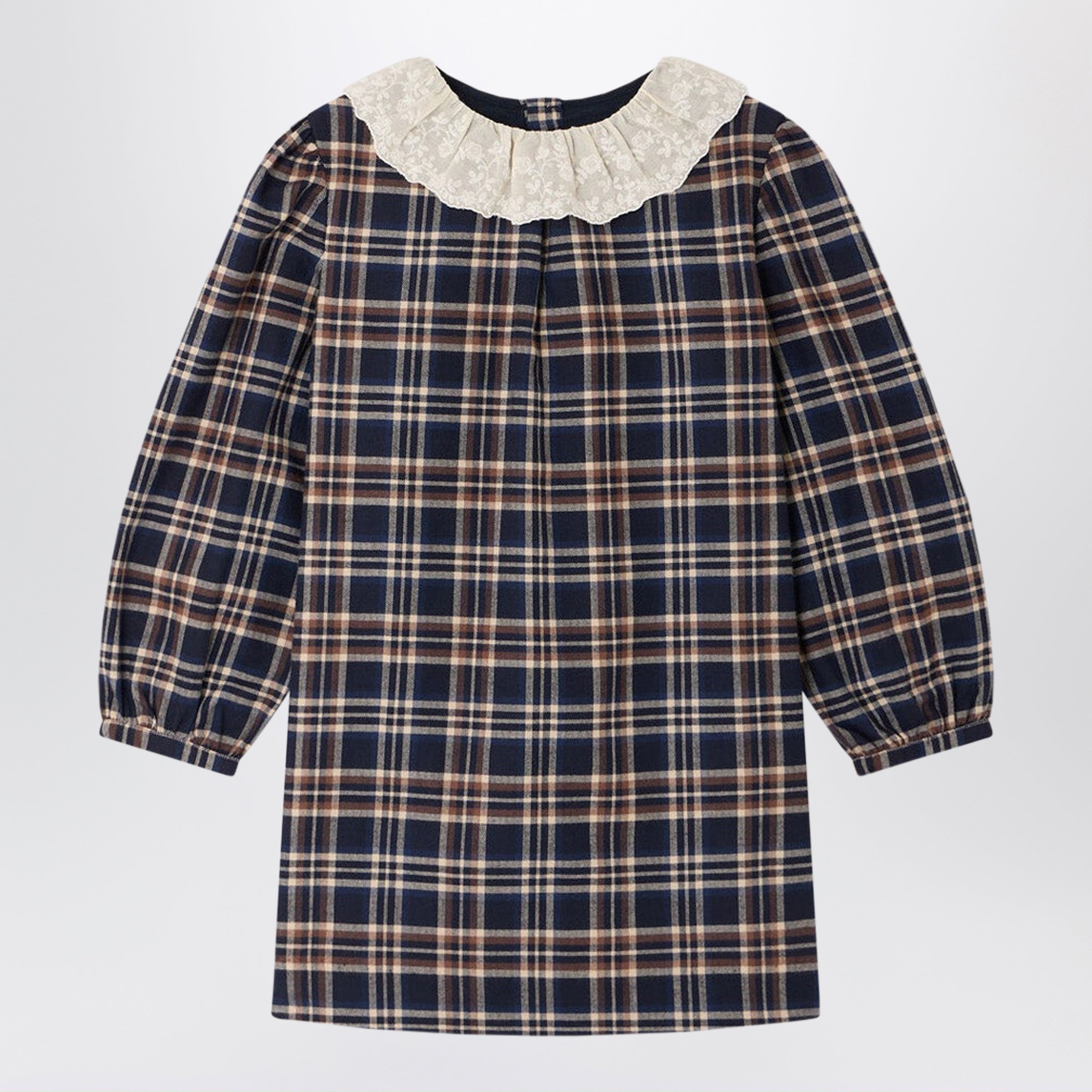Baptistine blue checked dress in organic cotton