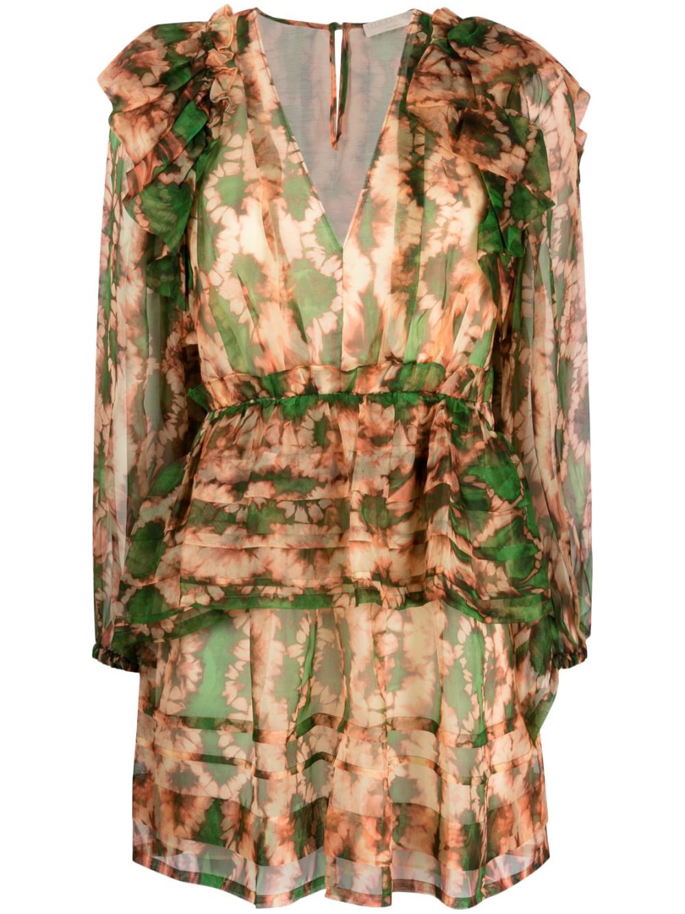 Adelaide abstract-print silk minidress - Green