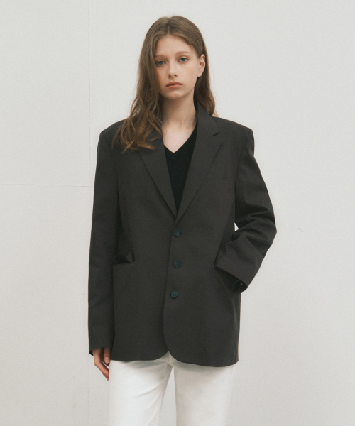 Tailored Blazer Jacket_CHARCOAL