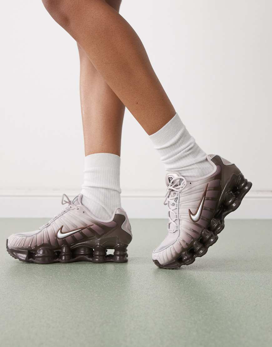 Shox TL unisex trainers in brown and silver