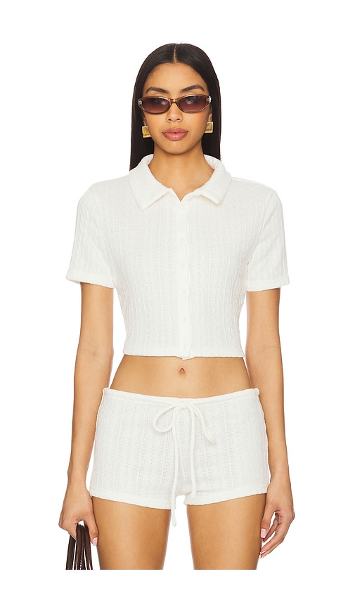 LIONESS Wolfgang Short Sleeve Top in White. -  XL also in L