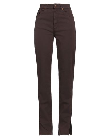 Woman Jeans Dark brown Size 27 Cotton, Polyester, Elastane