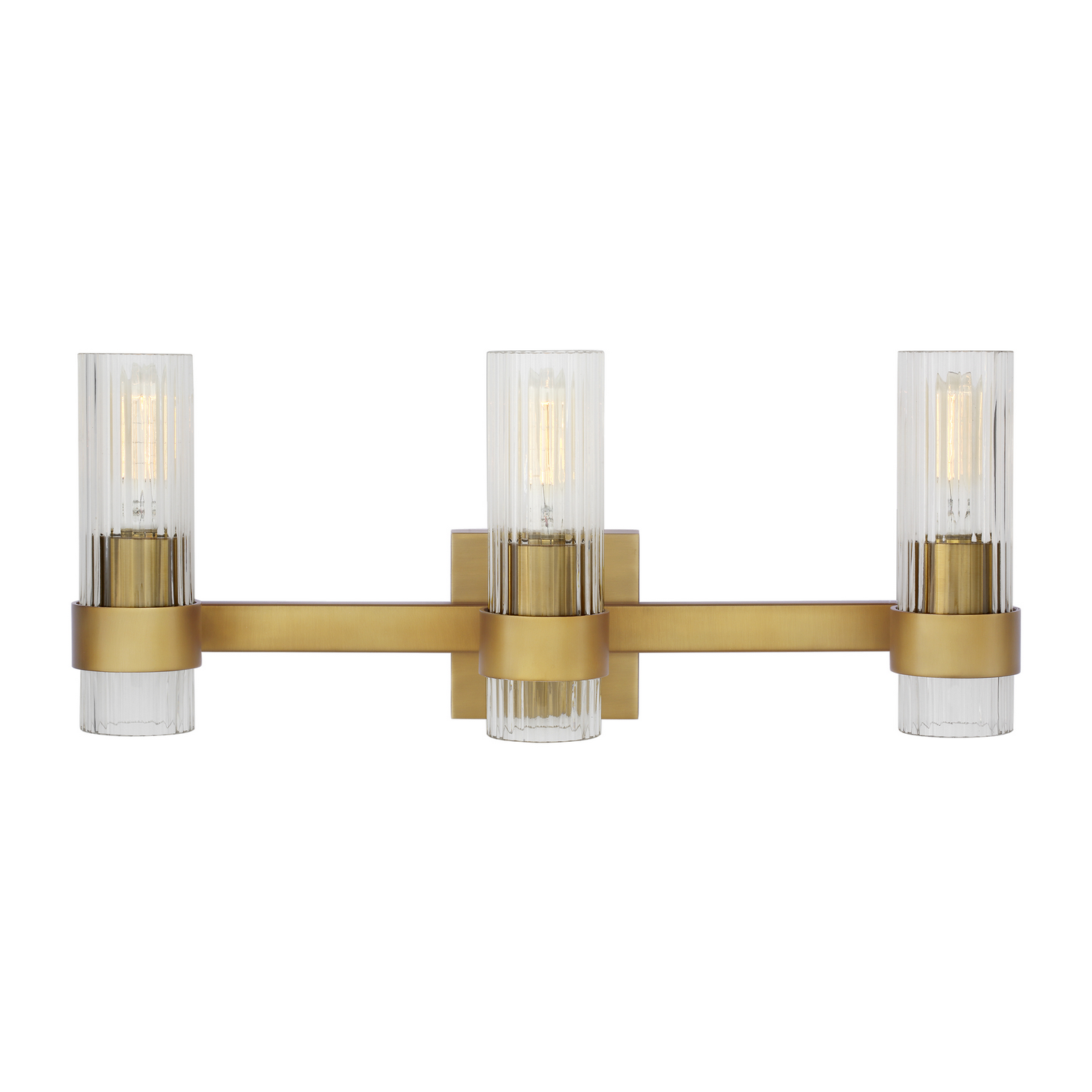 Visual Comfort Studio Geneva 3-Light Bathroom Vanity Light in Burnished Brass by Chapman & Myer
