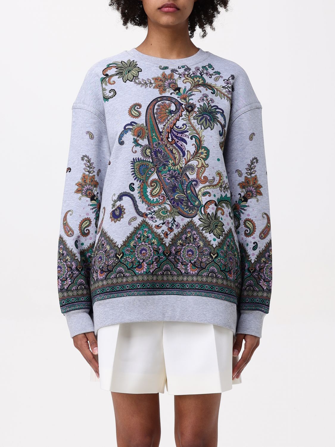 Paisley-print cotton sweatshirt - Grey