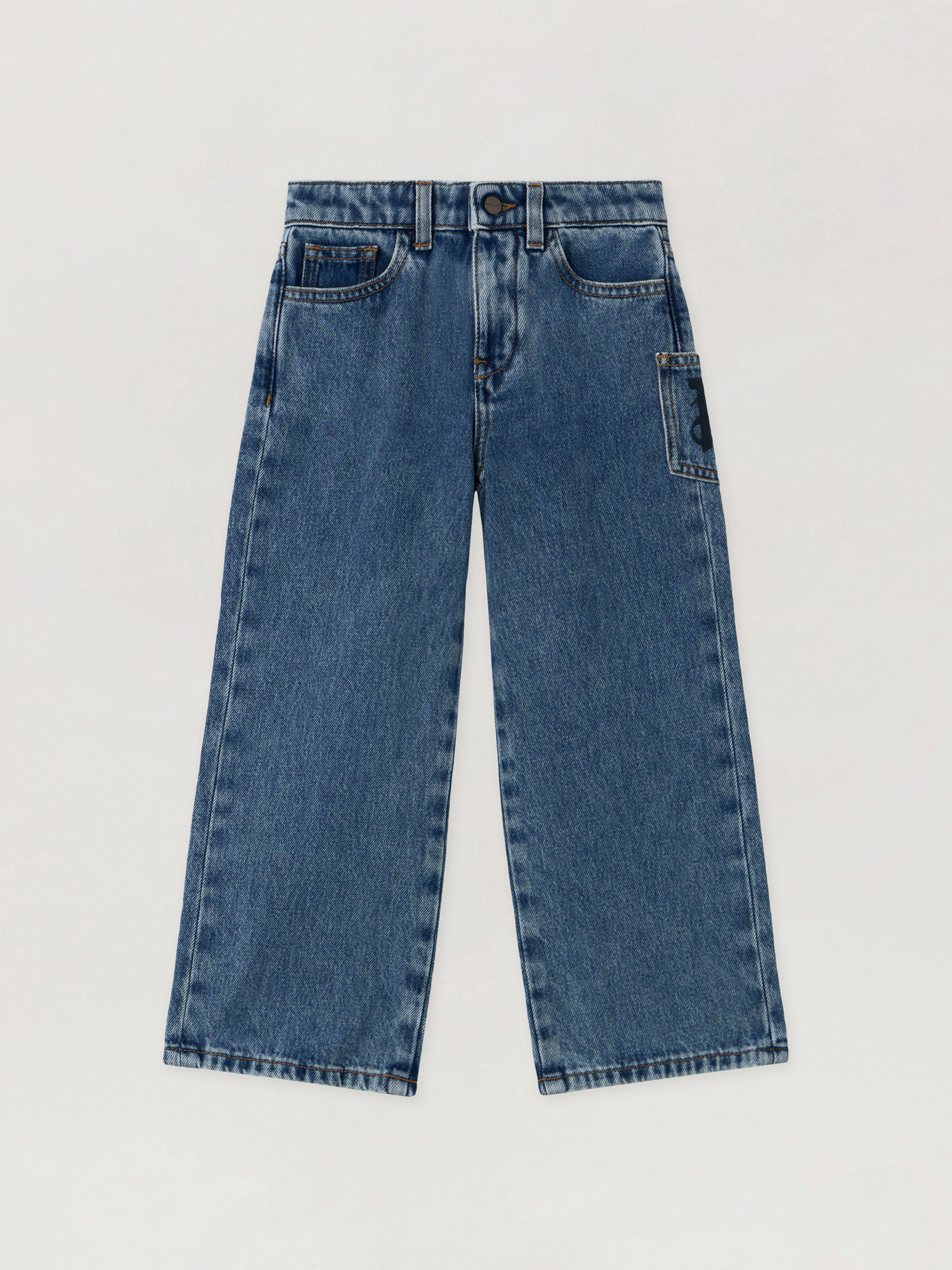 Pa Pocket Wide Leg Denim Pant Kids  Light Blue