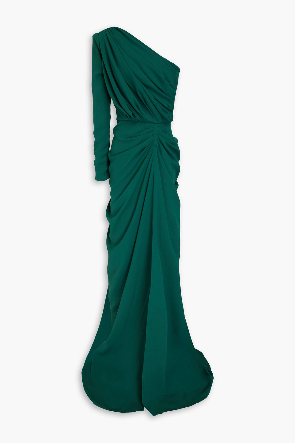 Zeina one-sleeve crepe gown