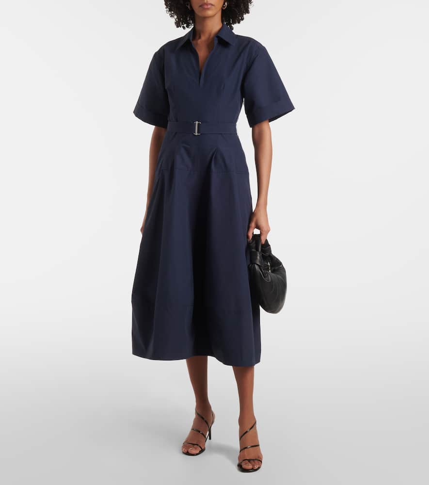 Deanna belted faille midi dress