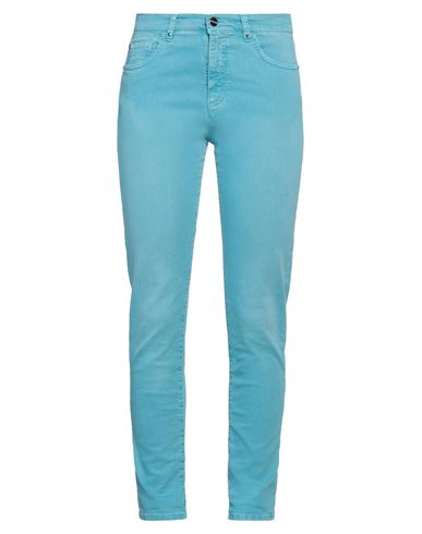 Woman Jeans Turquoise Size 4 Cotton, Elastane