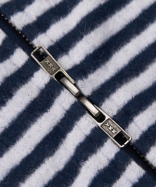 Stripe Fleece Hooded Zip-Up