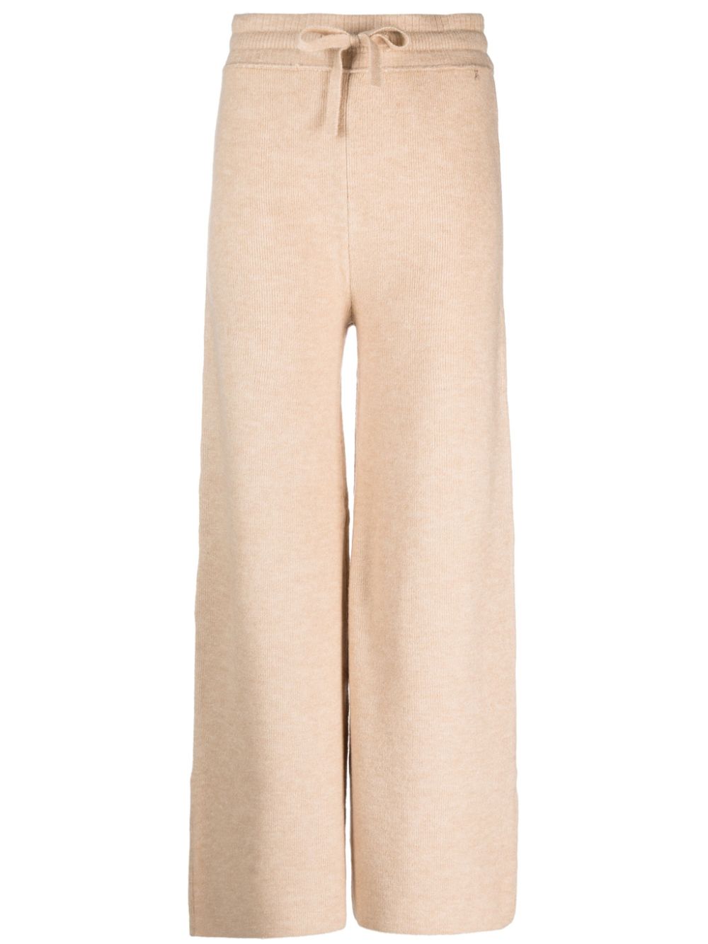 High-waist fine-knit trousers - Neutrals