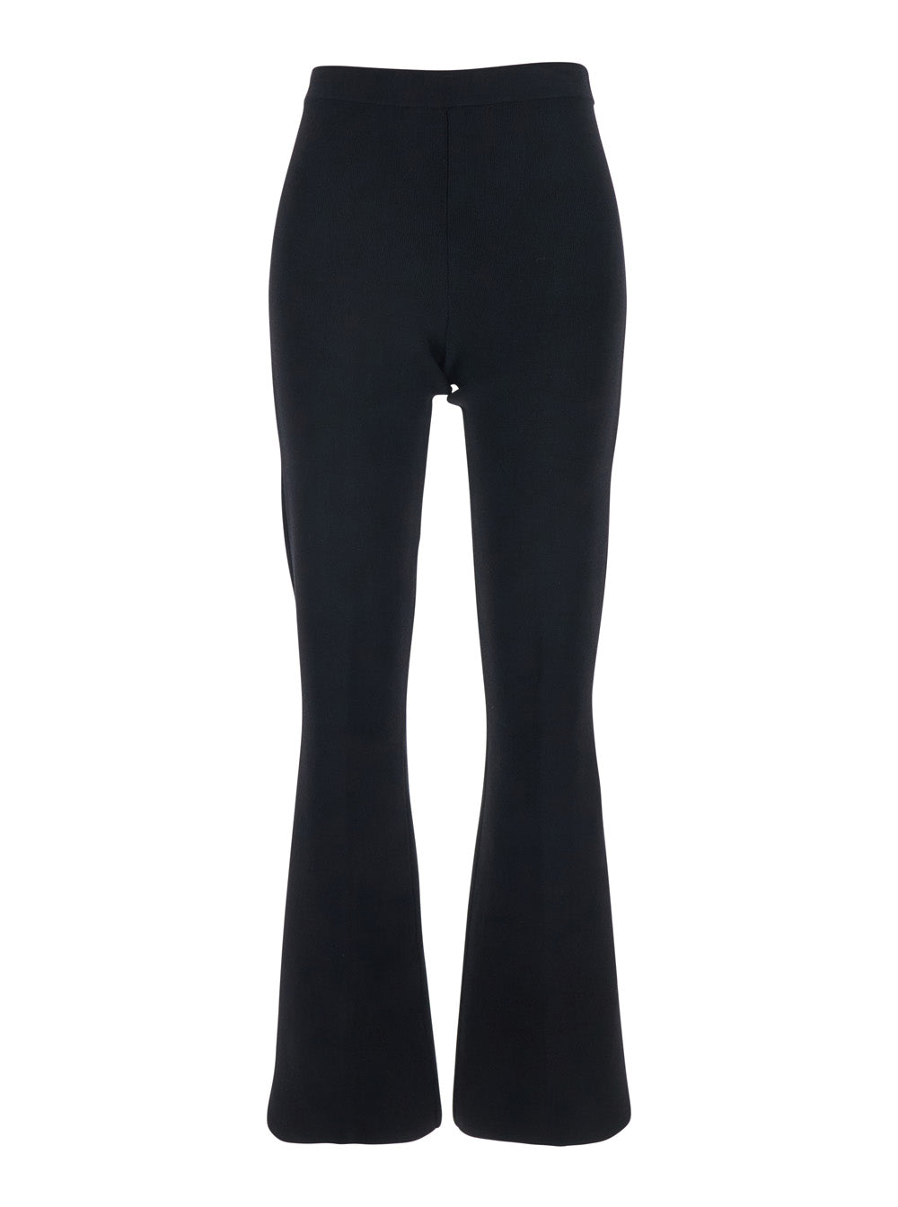 Ribbed Viscose Trousers — Black