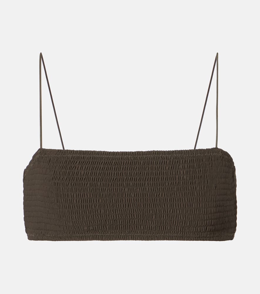Shirred jersey bikini top