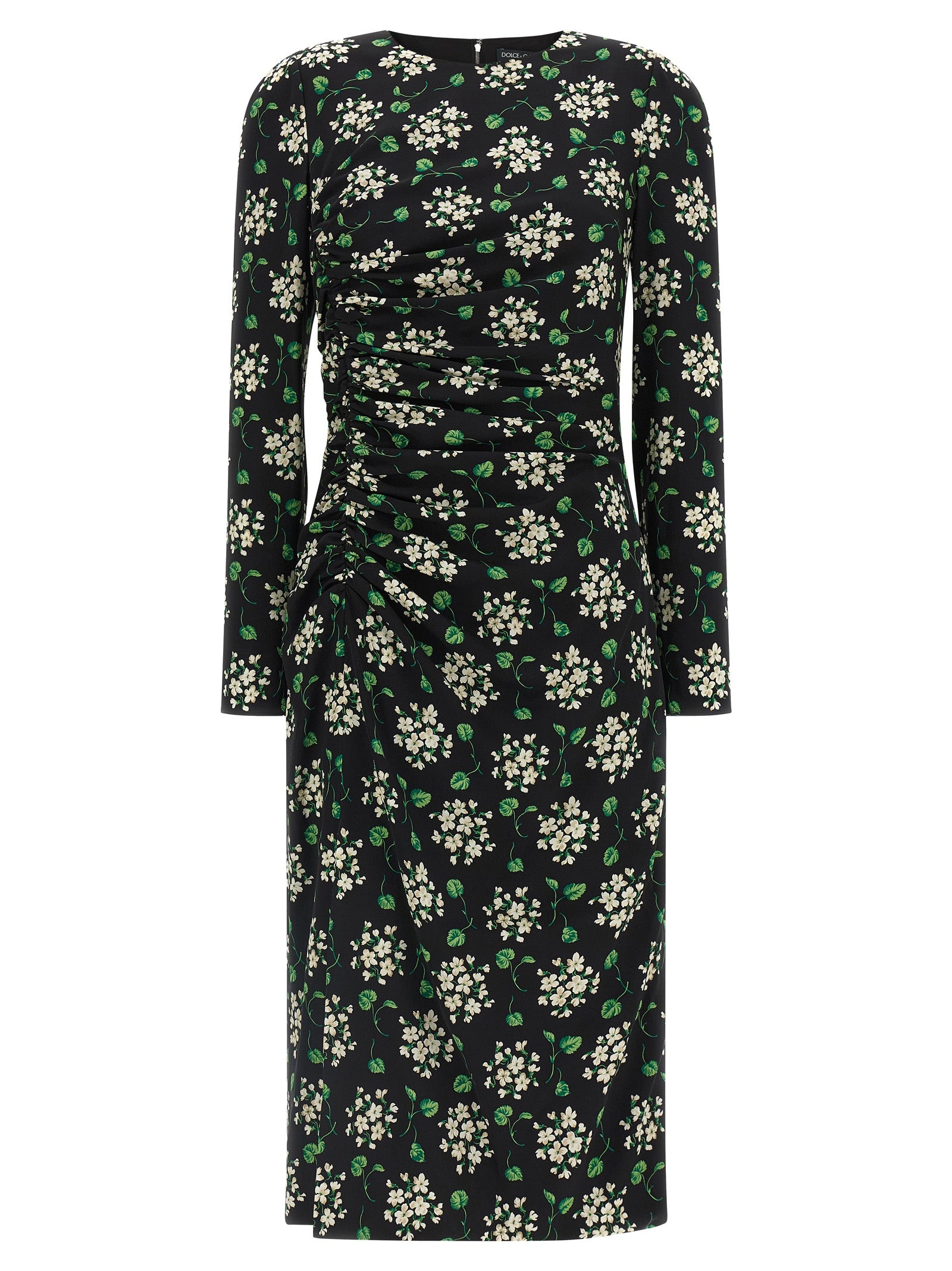 Floral Silk Dress — Black