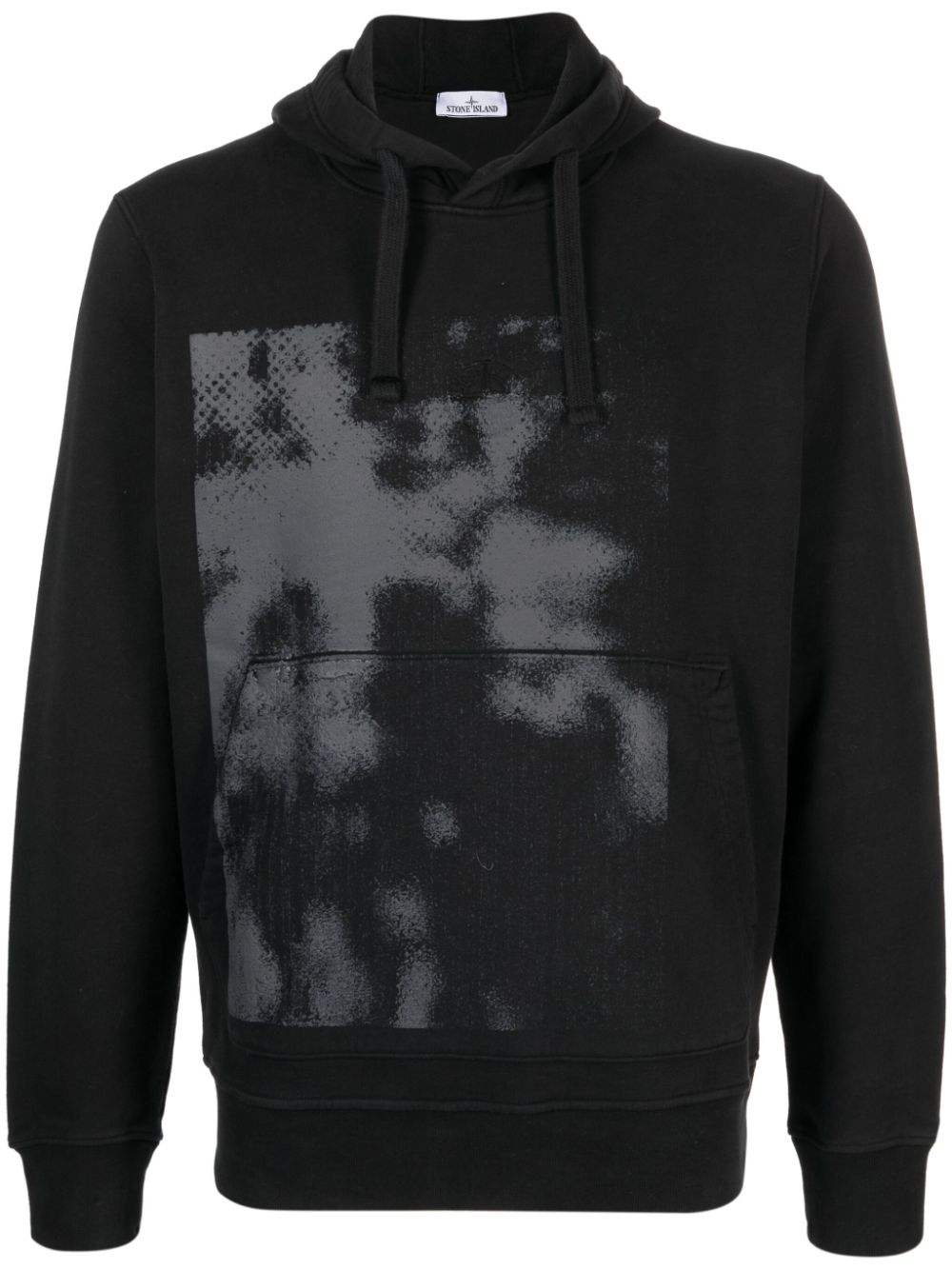 Abstract-print cotton hoodie - Black