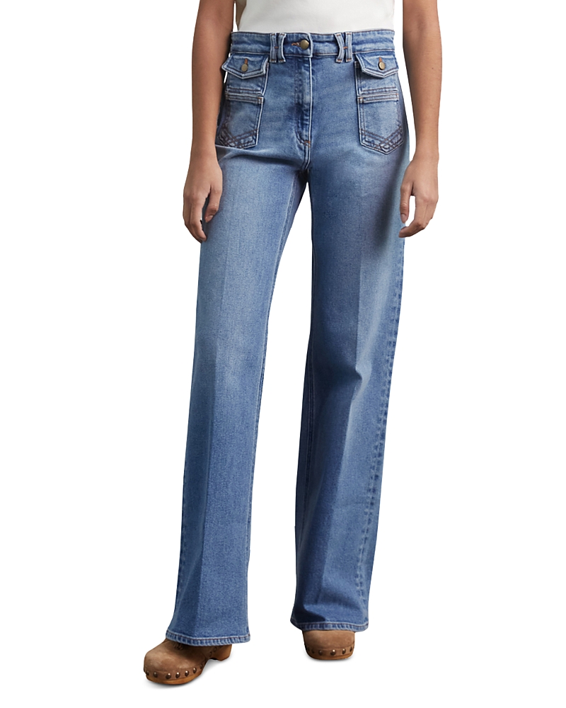 Anna High Waist Flared Leg Jeans in Blue