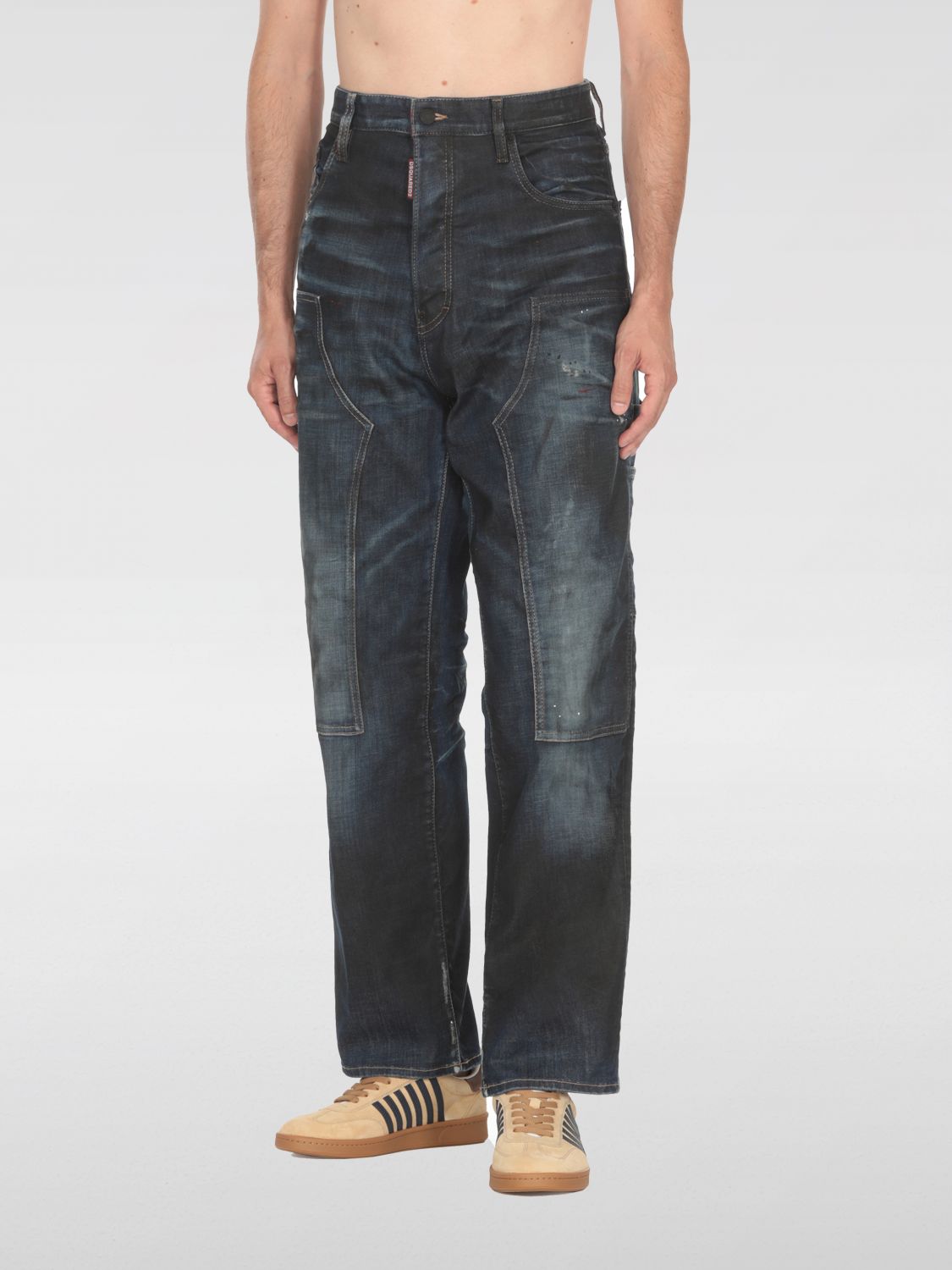 Panelled loose-fit jeans - Blue