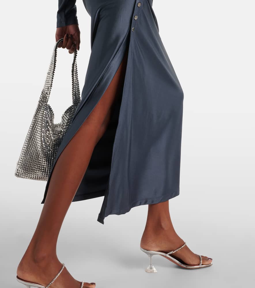 Gathered jersey midi skirt