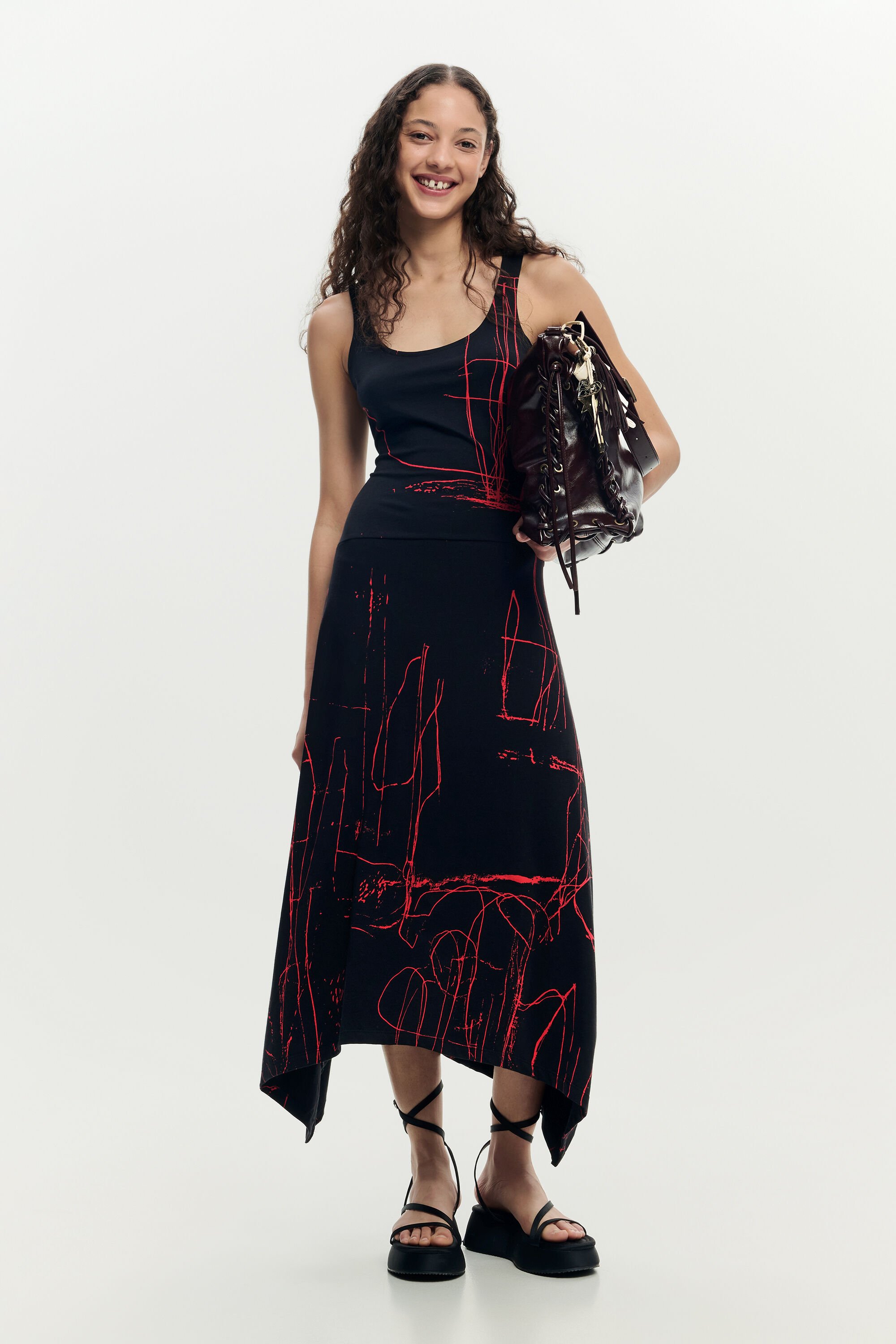 Asymmetric sleeveless dre