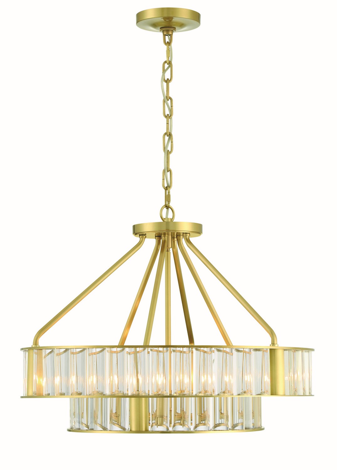 Aged Brass Six Light Chandelier from the Farris Collection