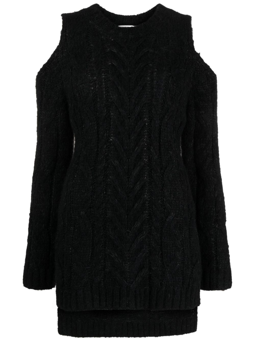 Cable-knit off-shoulder sweatshirt - Black