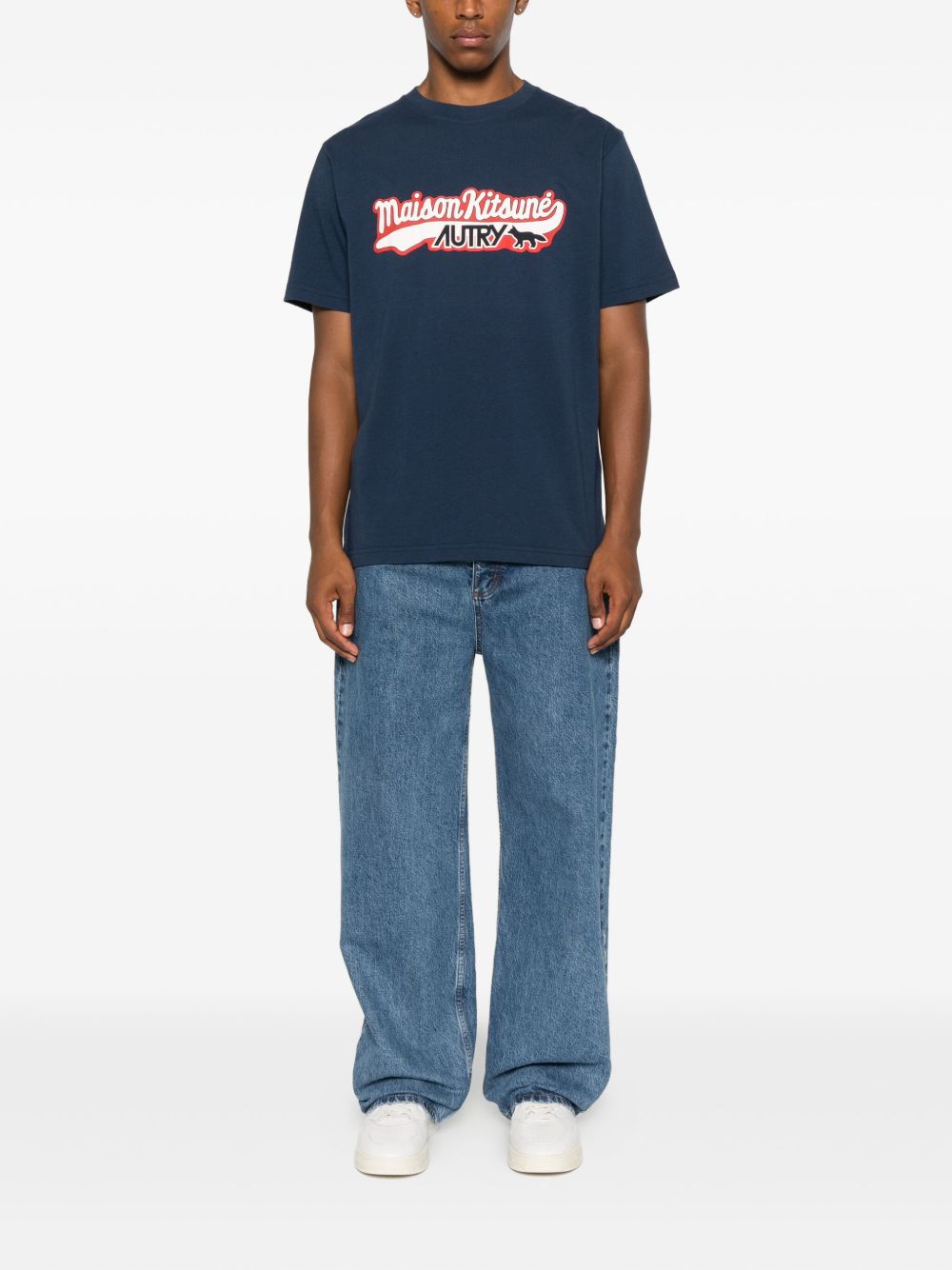 Autry X Maison Kitsune Logo katoenen t -shirt