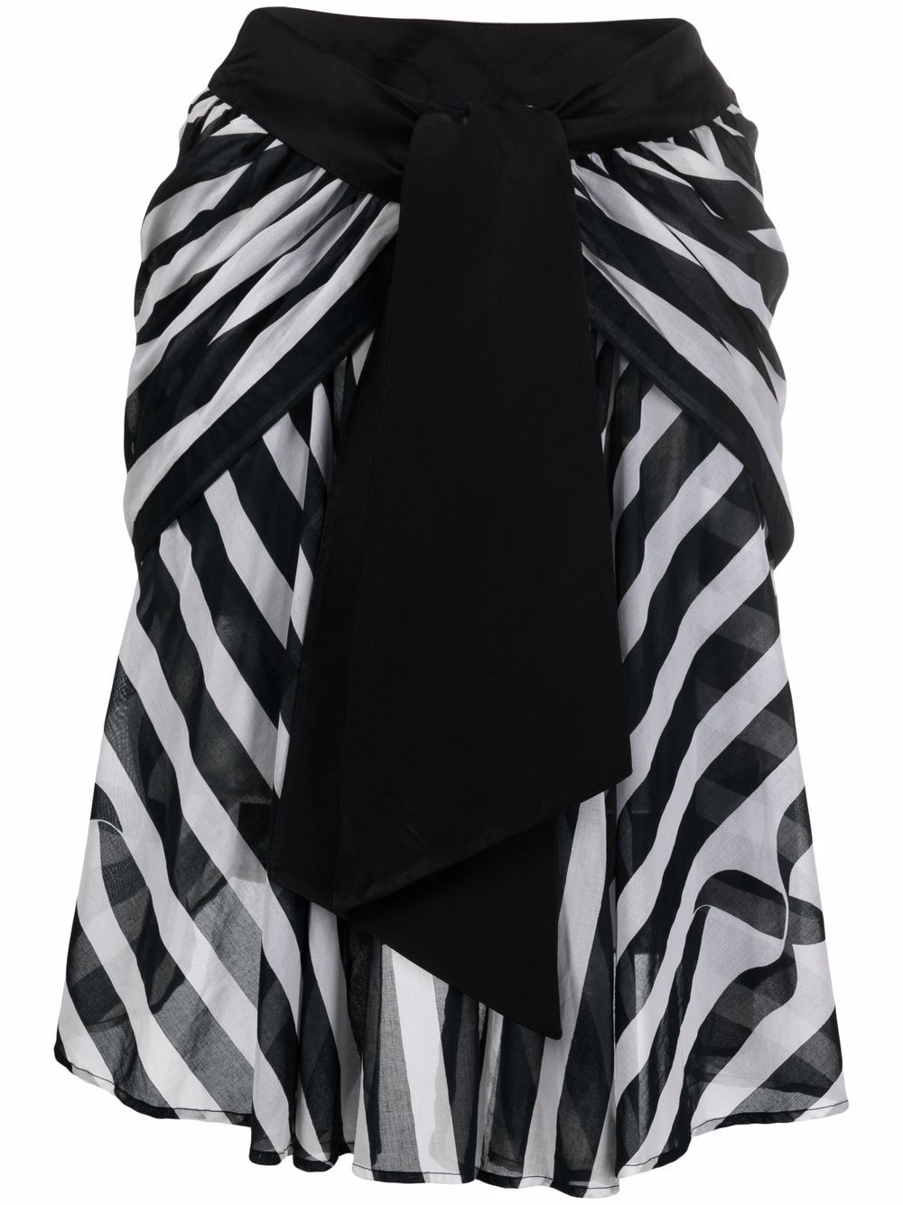1988 asymmetric stripe-print skirt - Black