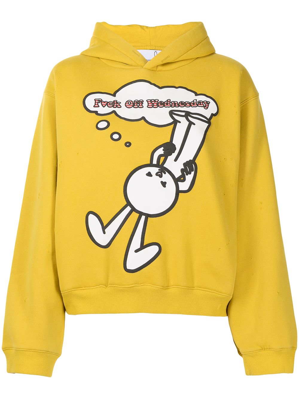 Wednesday distressed rabbit-print hoodie - Yellow