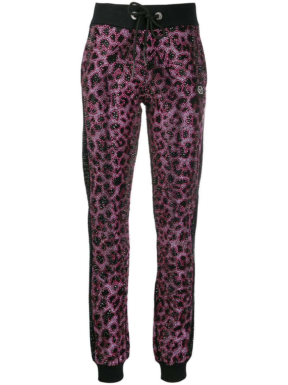 Pink Paradise crystal-embellished leopard sweatpants - Black