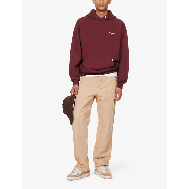 Mens Maroon Owners' Club Graphic-print Relaxed-fit Cotton-jersey Hoody
