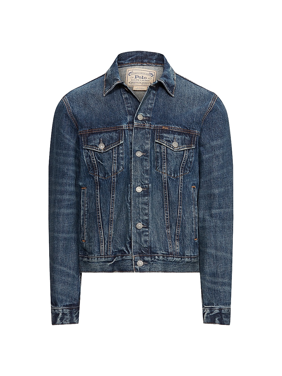 Men's Faded Denim Trucker Jacket - Blue