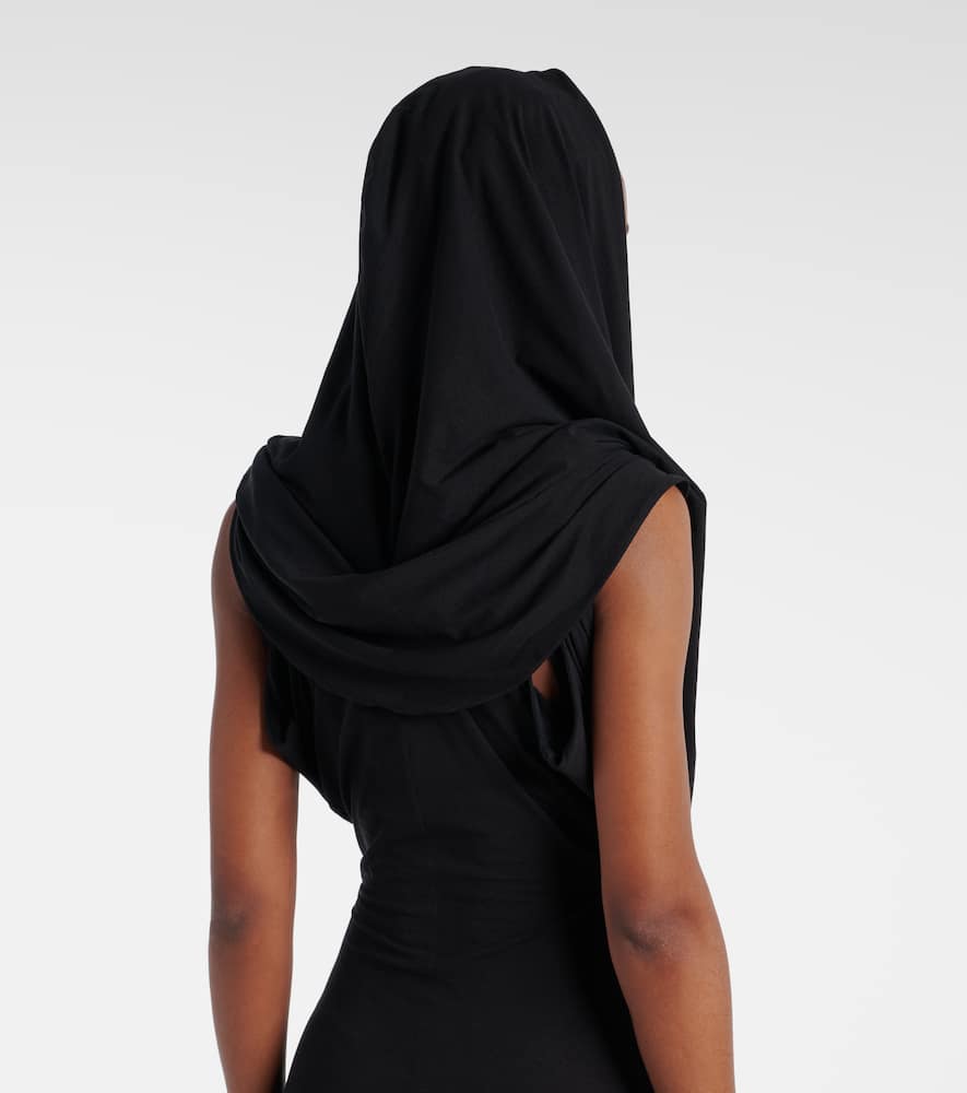 Hooded silk-blend jersey maxi dress