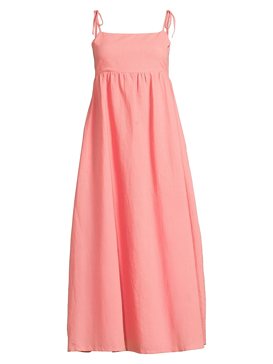 Women's Valory Cotton-Linen Midi-Dress - Coral Sea Linen