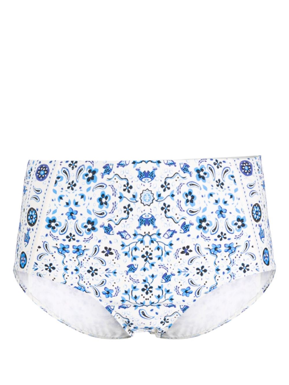 Graphic-print high-waisted bikini bottoms - Neutrals