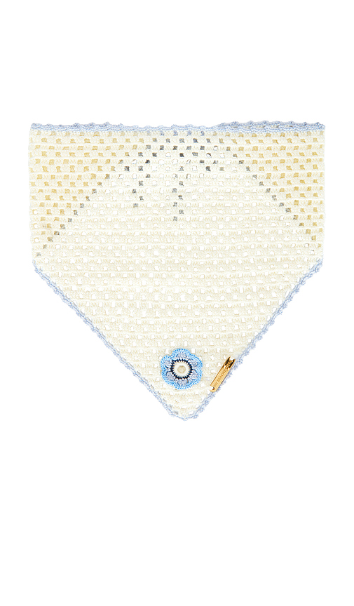 My Beachy Side Fleur Hand Crocheted Bandana Scarf in Blue