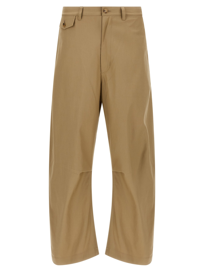 Beige Curved leg pants