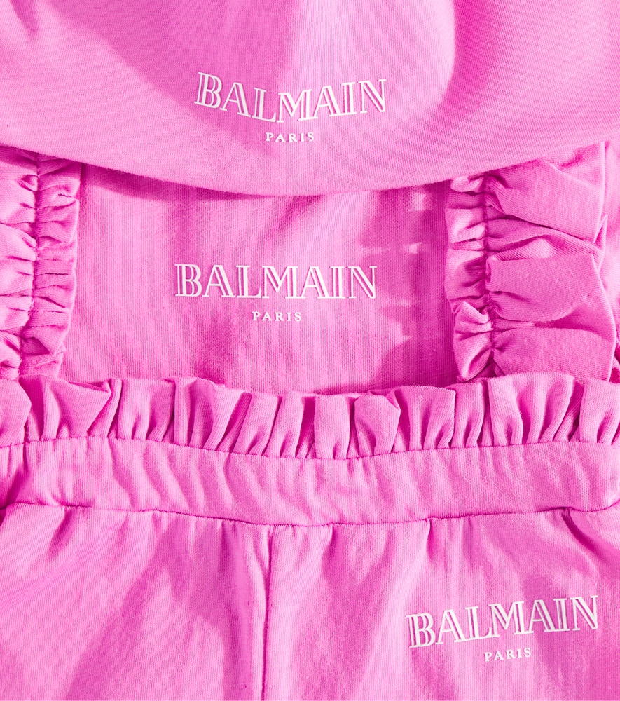 Balmain Kids Baby cotton bodysuit, pants and hat set