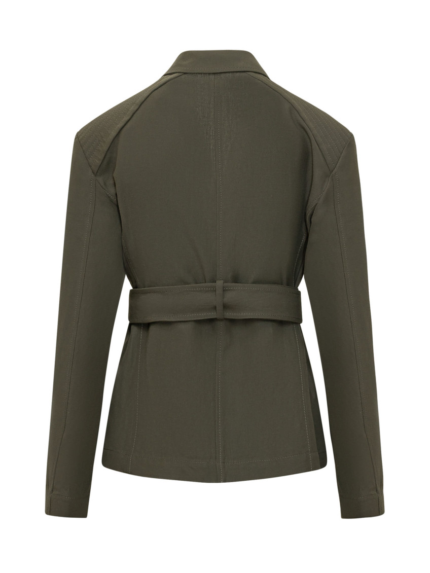 Green Solid Notched Lapel Blazer
