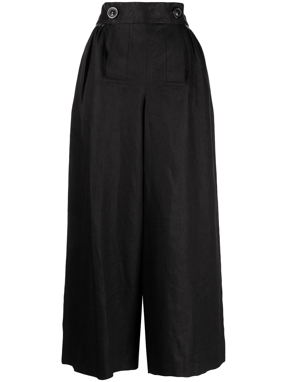 Button-fastening waist t rousers - Black