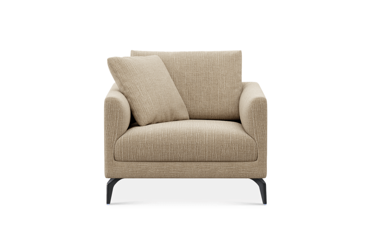 Lena Armchair Customized, (Washed Chenille) Sand (Matte Black Legs), Machine Washable, Removable Covers for Women