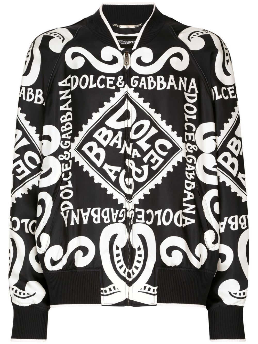 Logo-print silk bomber jacket - Blue