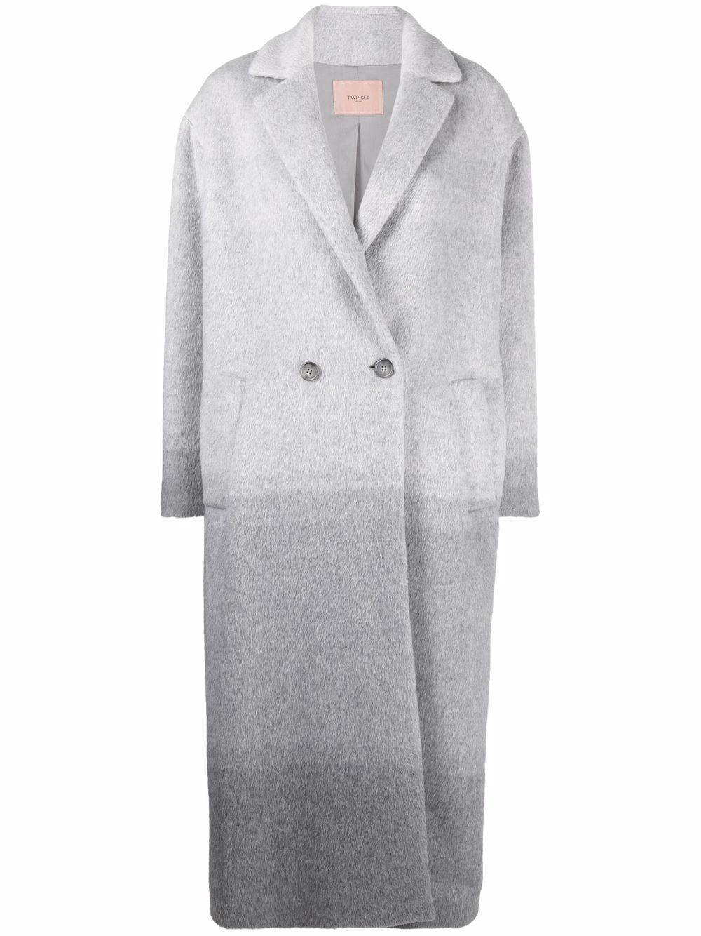 Gradient-effect notched-lapels double-breasted coat - Grey