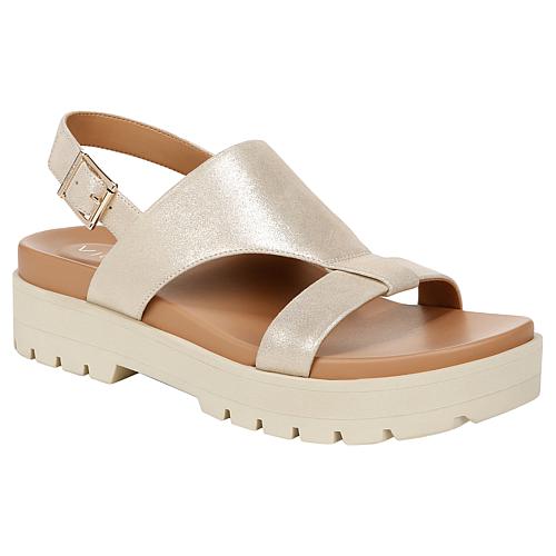 Alondra Lug Ankle Sandals - Gold Metallic Leather