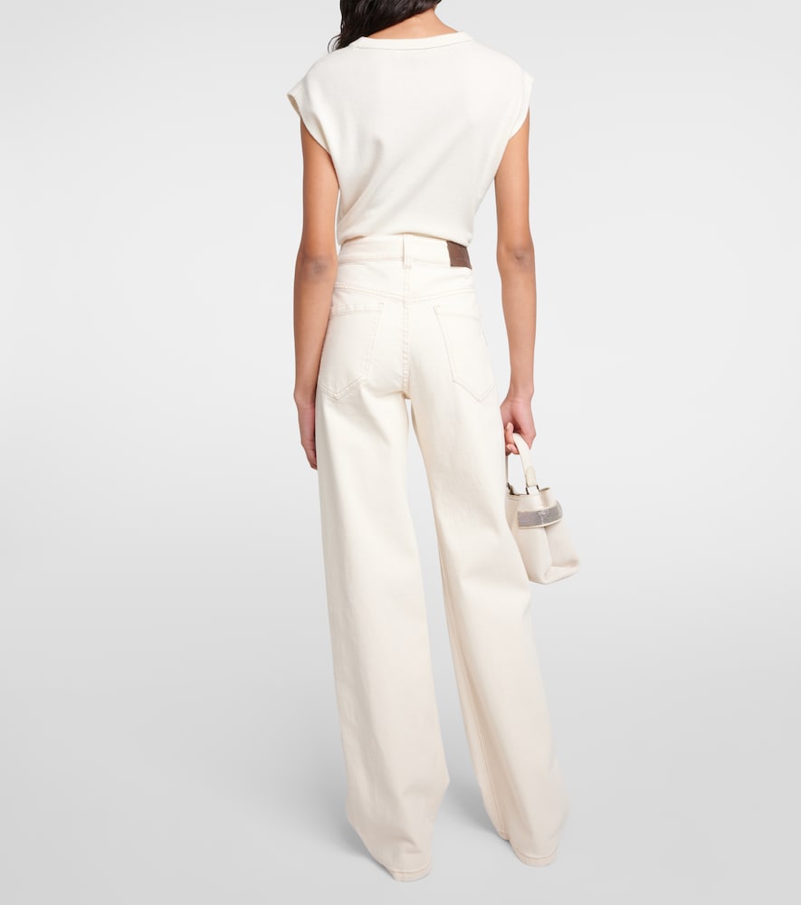 Garment-dyed wide-leg jeans