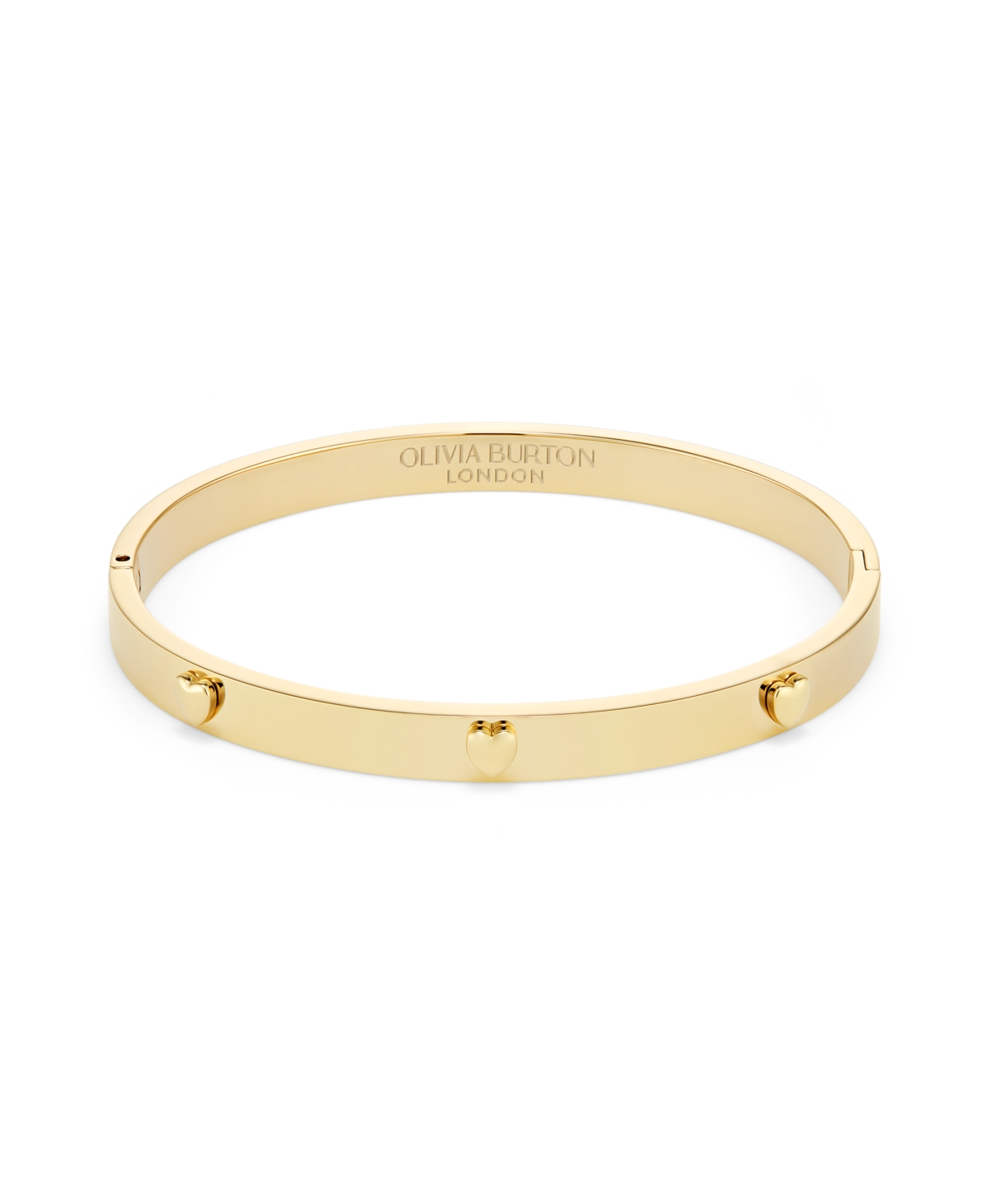 Mini Heart Gold Tone Stainless Bangle Bracelet - Gold