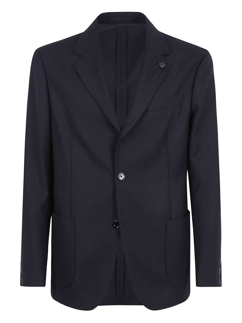 Flower clip-detail wool blazer - Blue